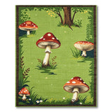 Whimsical Toadstool Meadow Green Area Rug