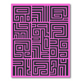 Pink Pink Black Geometric Maze Area Rug