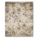 Distressed Beige Floral Vine Area Rug