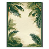 Coastal Palm Frond Border Area Rug