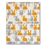 Whimsical Grey Orange Bunny Kids Area Rug