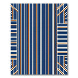 Navy Blue Geometric Striped Rug with Terracotta Accents