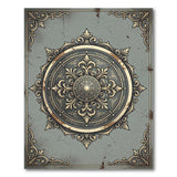 Ornate Distressed Medallion Blue Teal Area Rug