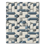 Interlocking Blue Blocks Geometric Area Rug