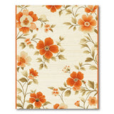 Vintage Orange Hibiscus Floral Area Rug