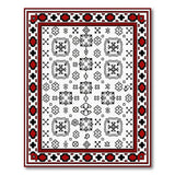Red Border Geometric Tribal Area Rug
