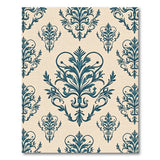 Elegant Blue Damask Floral Area Rug