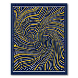 Navy and Gold Swirling Vortex Abstract Area Rug
