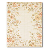 Cream Peach Floral Border Area Rug