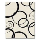 Abstract Black Brushstroke Circles Area Rug