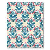 Blue Teal Palm Leaf Red Berry Pattern Rug