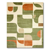 Green Modern Green Geometric Area Rug