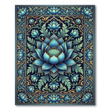 Majestic Blue Lotus Persian Area Rug