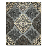 Elegant Grey Gold Lace Mandala Area Rug
