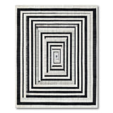 Black White Concentric Maze Area Rug