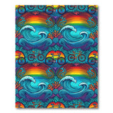 Rainbow Bicycle Waves Washable Area Rug