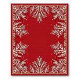 Red Ornate Leaf Border Area Rug
