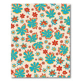 Vibrant Teal Red Floral Pattern Area Rug