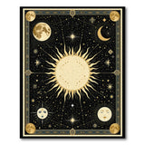 Celestial Gold Sun Moon Boho Area Rug