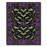 Purple Roses and Bats Area Rug