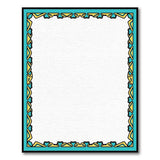 Teal Gold Geometric Border Area Rug