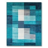 Teal Navy Geometric Patchwork Area Rug