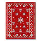 Festive Red Snowflake Area Rug with White Floral Motifs