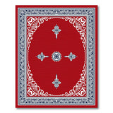 Red Persian Area Rug with Ornate Navy Border