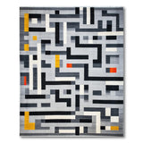 Geometric Maze Area Rug in Grey Yellow