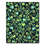 Lush Green Ivy Vine Area Rug on Black
