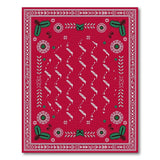 Red Floral Border Zigzag Area Rug