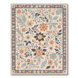 ODIKA Vintage Floral Washable Area Rug, Low Pile Non-Slip Carpet for Living Room Bedroom