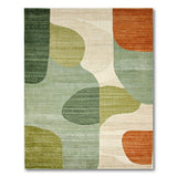 Organic Abstract Green and Orange Shapes Area Rug