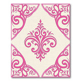 Pink Ornate Fleur-de-Lis Cream Area Rug
