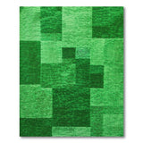 Green Shag Patchwork Geometric Rug
