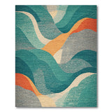 Abstract Area Blue and Teal Abstract Wave Area Rug
