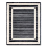 Modern Framed Grey Striped Area Rug