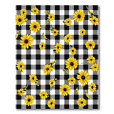 Yellow Sunflower Black White Gingham Area Rug