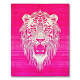Vibrant Pink Tiger Face Area Rug