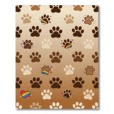 Brown Paw Print Rainbow Washable Area Rug
