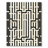 Black and White Geometric Modern Black White Maze Labyrinth Geometric Area Rug