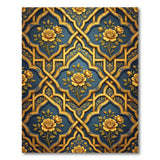 Gold Rose Teal Lattice Area Rug