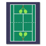 Green Tennis Court Kids Area Rug with Rackets