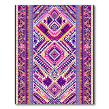 Vibrant Tribal Geometric Area Rug in Purple Pink Gold