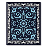 Navy Blue Persian Area Rug with Teal Swirls