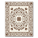Elegant Cream Rug with Ornate Brown Floral Border