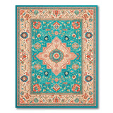 Teal Floral Vintage Persian Area Rug