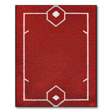 Red Soccer Field Geometric Area Rug