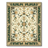 Cream Persian Floral Area Rug with Green Border
