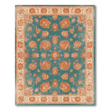 Blue and Teal Floral Vintage Washable Area Rug